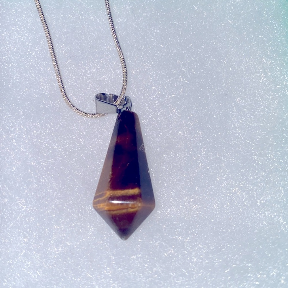Boho Tiger 🐅 Eye Sterling Silver Necklace 24”